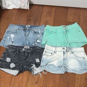 Mudd Women's Distressed Denim Shorts - Mint, Light Blue, Black, White